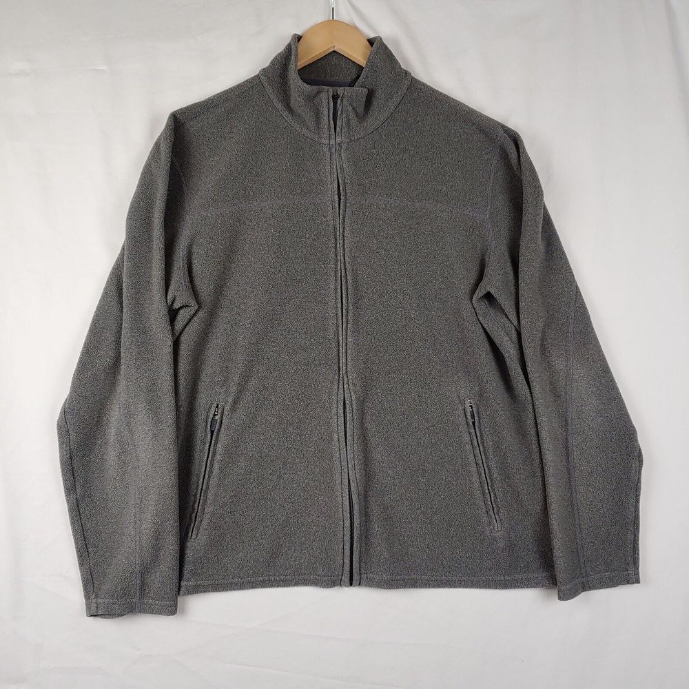 LL Bean Trail Fleece Jacket Mens Large Gray Full Zip Long Sleeve Pockets Outdoor